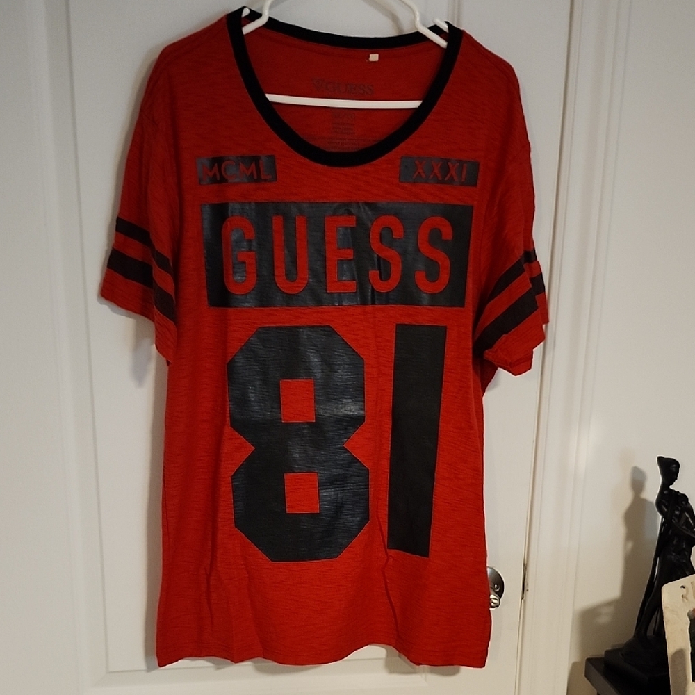 Guess Red Tee with Black Graphic
